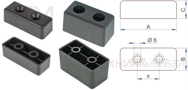 27432 Ограничитель пластиковый прямоугольный